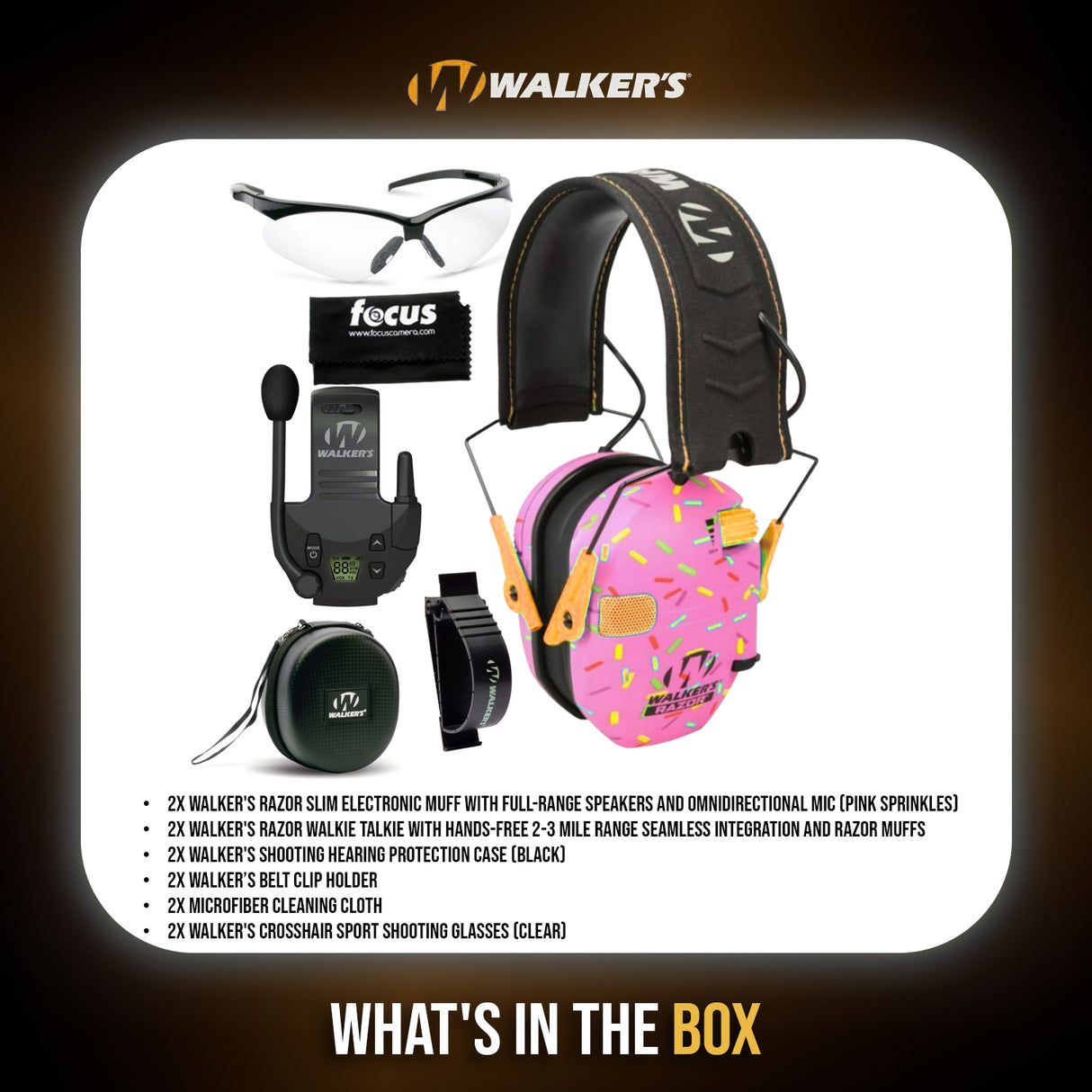 Walker's Razor Slim Electronic Muff (Pink, 2-Pack) Bundle with Accessories