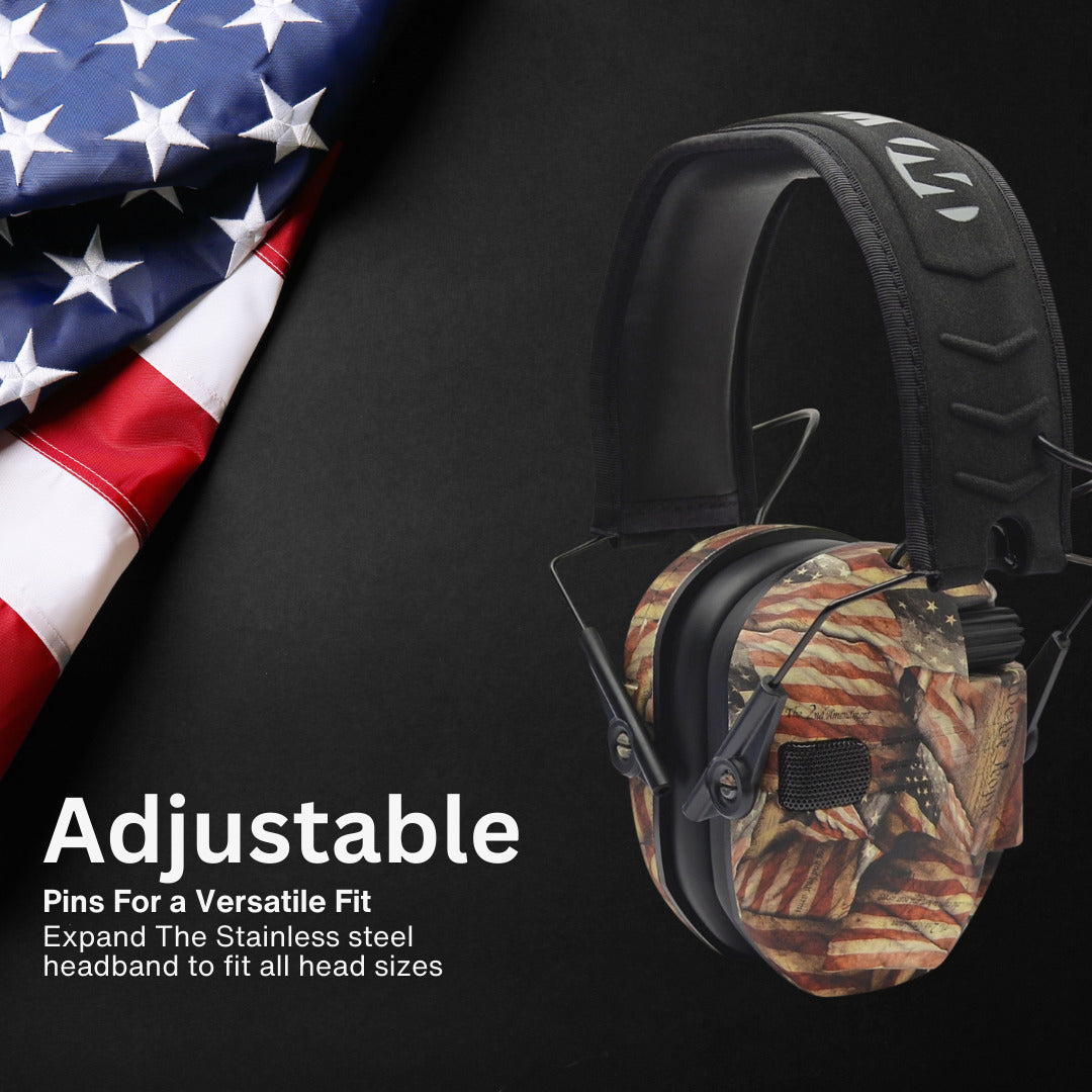 Walkers Razor Walkie Talkie Bundle with Ear Muff (American Flag) and Accessories