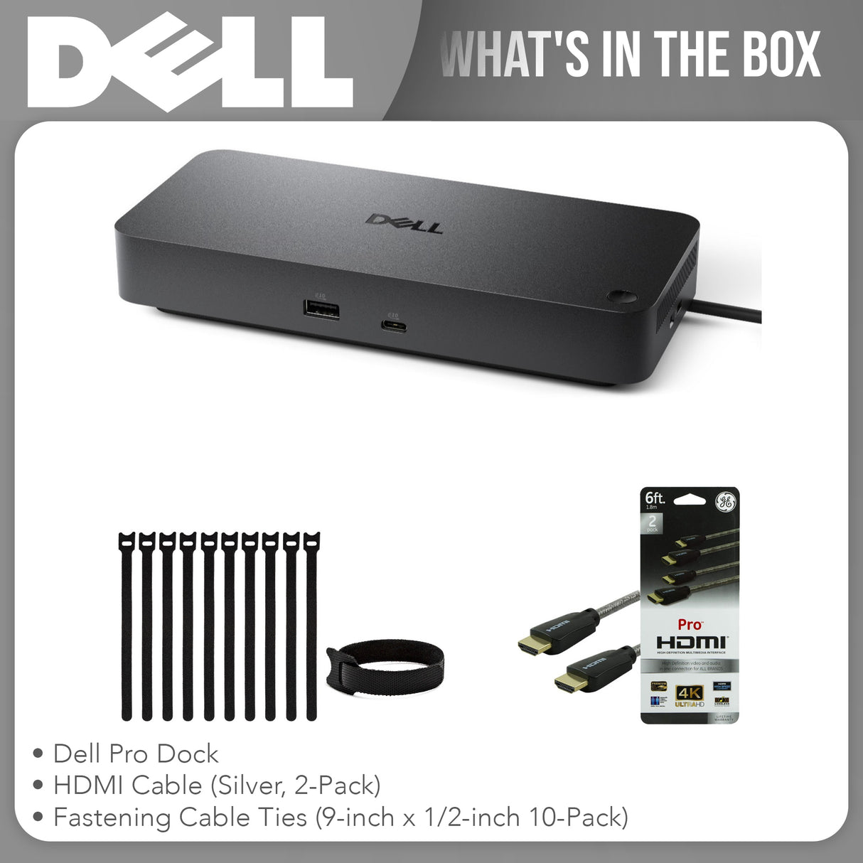 Dell WD25 Pro Dock - Universal 100W USB-C Docking Station Bundle