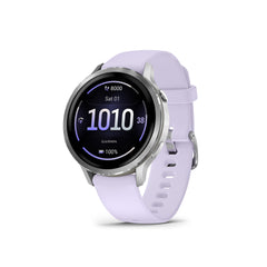 Garmin Venu 4 41mm Smartwatch (Silver with Periwinkle Silicone Band)