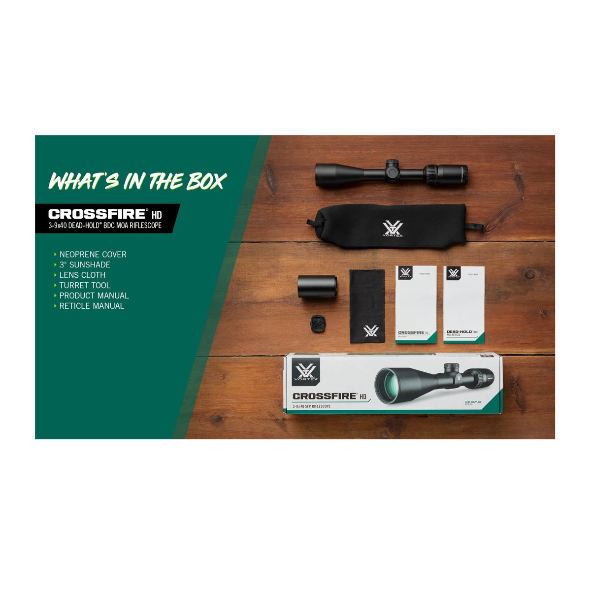Vortex Optics Crossfire HD 3-9x40 40mm SFP Dead-Hold BDC MOA Riflescope (Open Box)