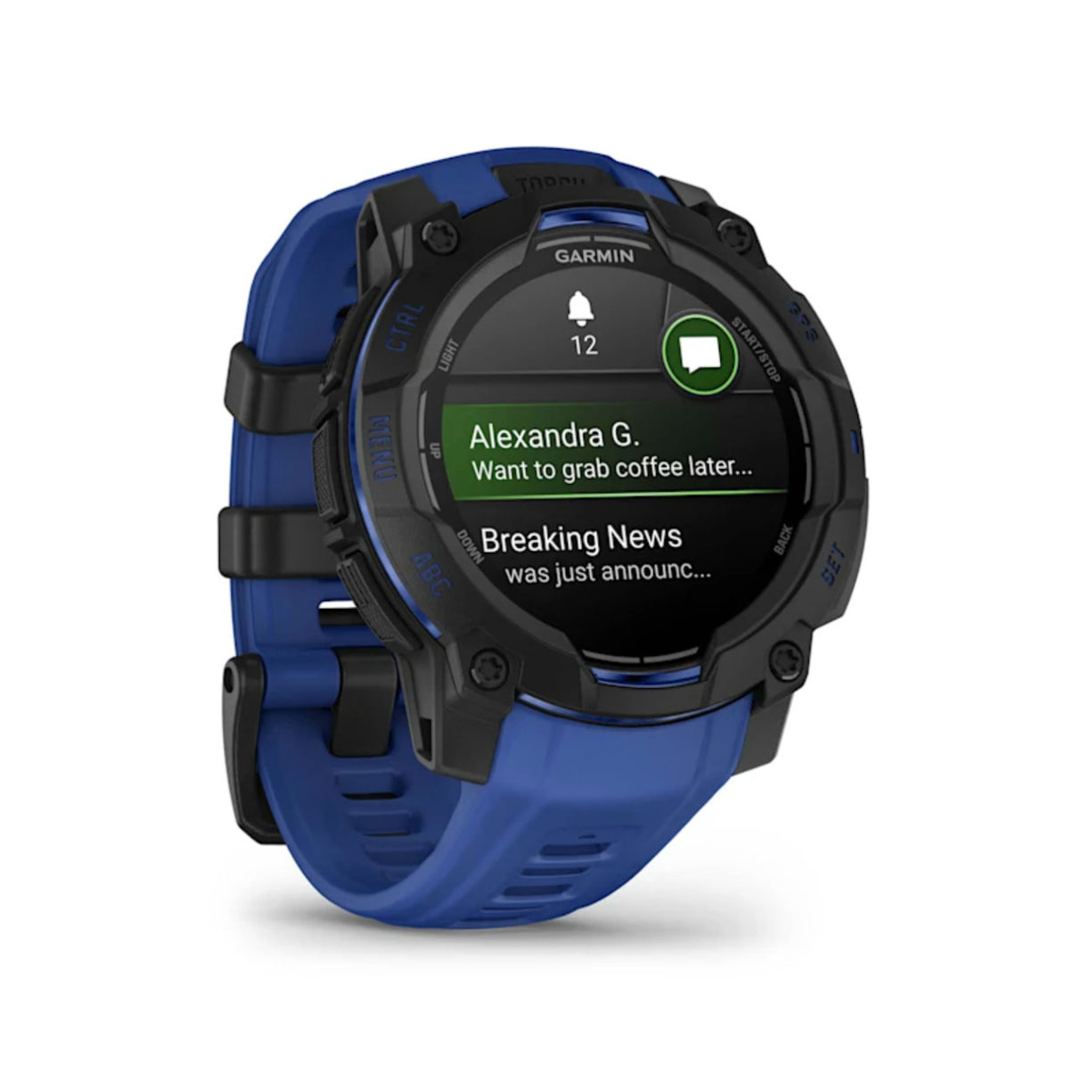 Garmin Instinct 3 AMOLED GPS Smartwatch (Black/Bolt Blue)