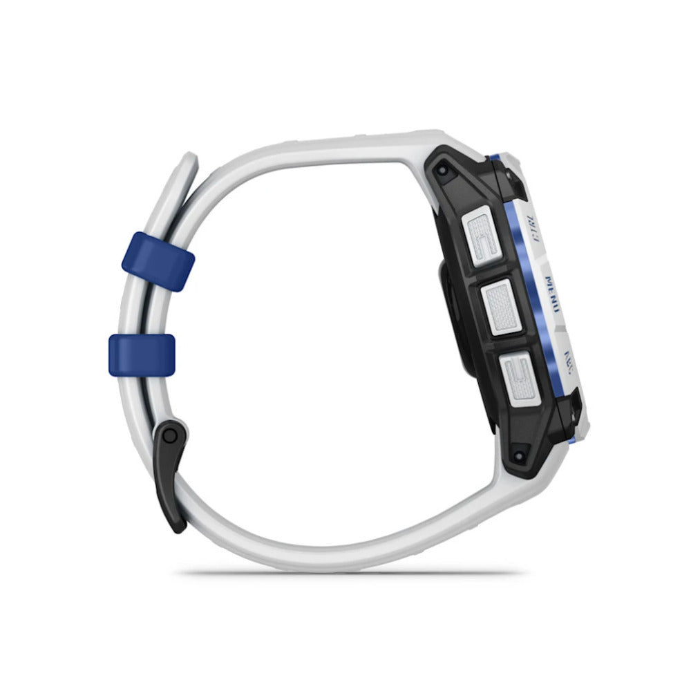 Garmin Instinct 3 AMOLED GPS Smartwatch (Whitestone/Bolt Blue)