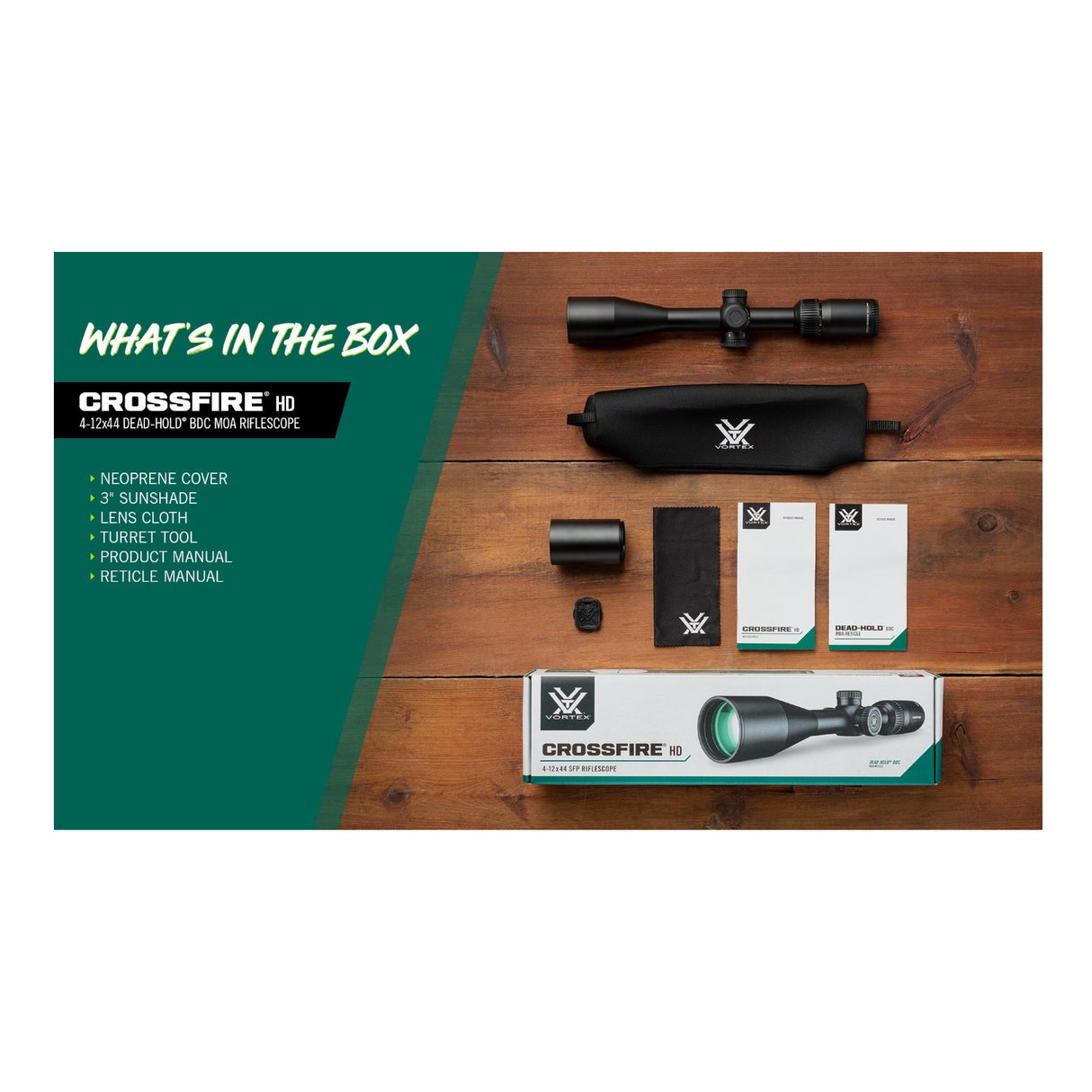 Vortex Optics Crossfire HD 4-12x44 SFP Illuminated Dead-Hold 2A BDC MOA (Black)
