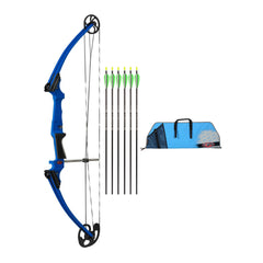 Genesis Archery Original Bow (Left Hand, Blue) with 6 NASP Arrows and Case