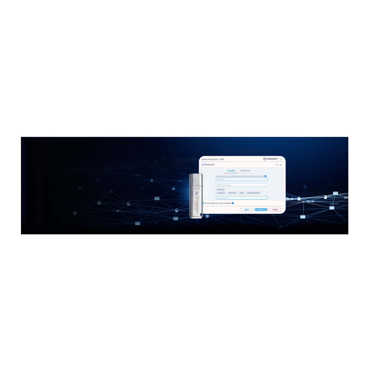 Kingston 128GB IronKey Locker+ 50 USB Type-A Flash Drive