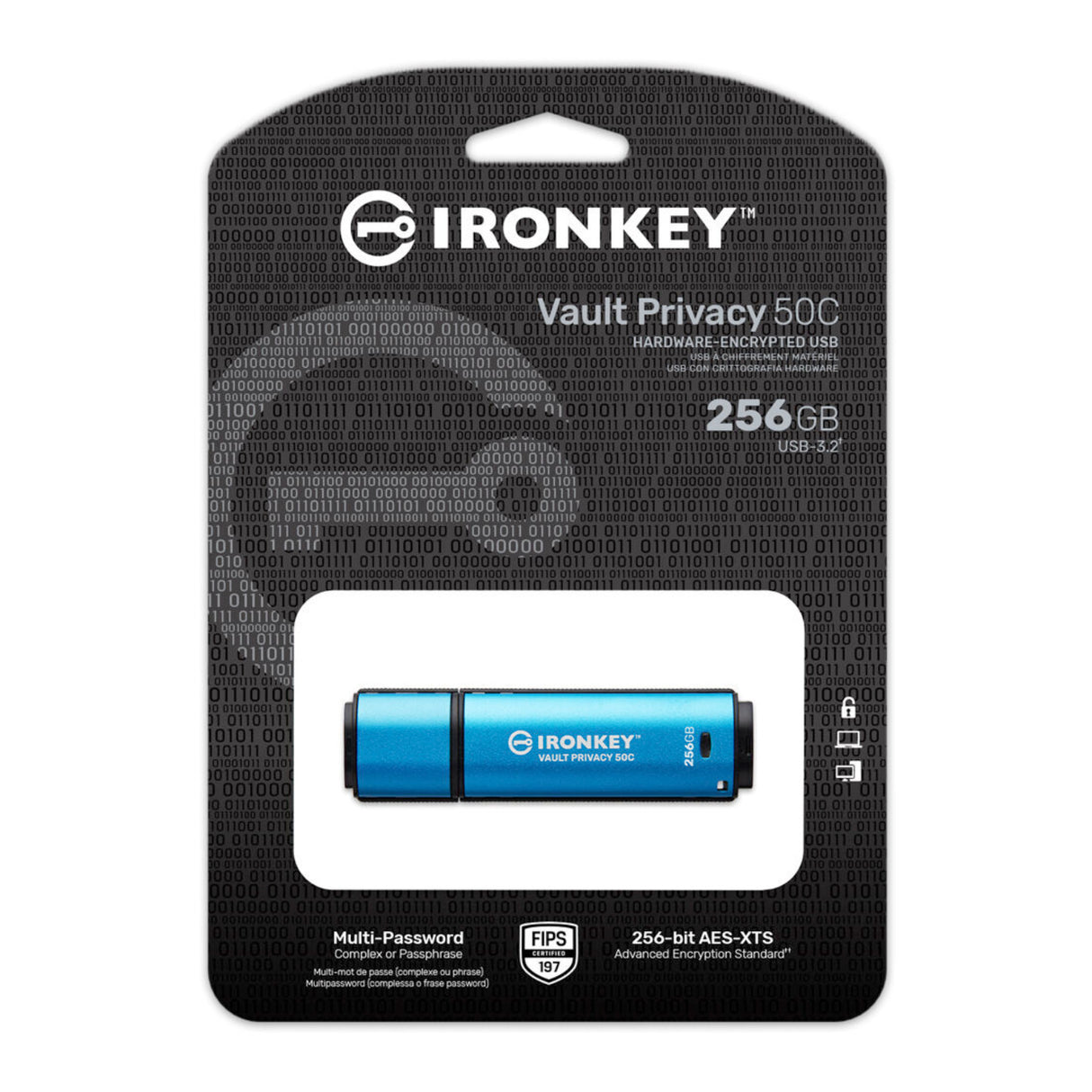 Kingston IronKey Vault Privacy 50 Series 256GB USB-C Flash Drive