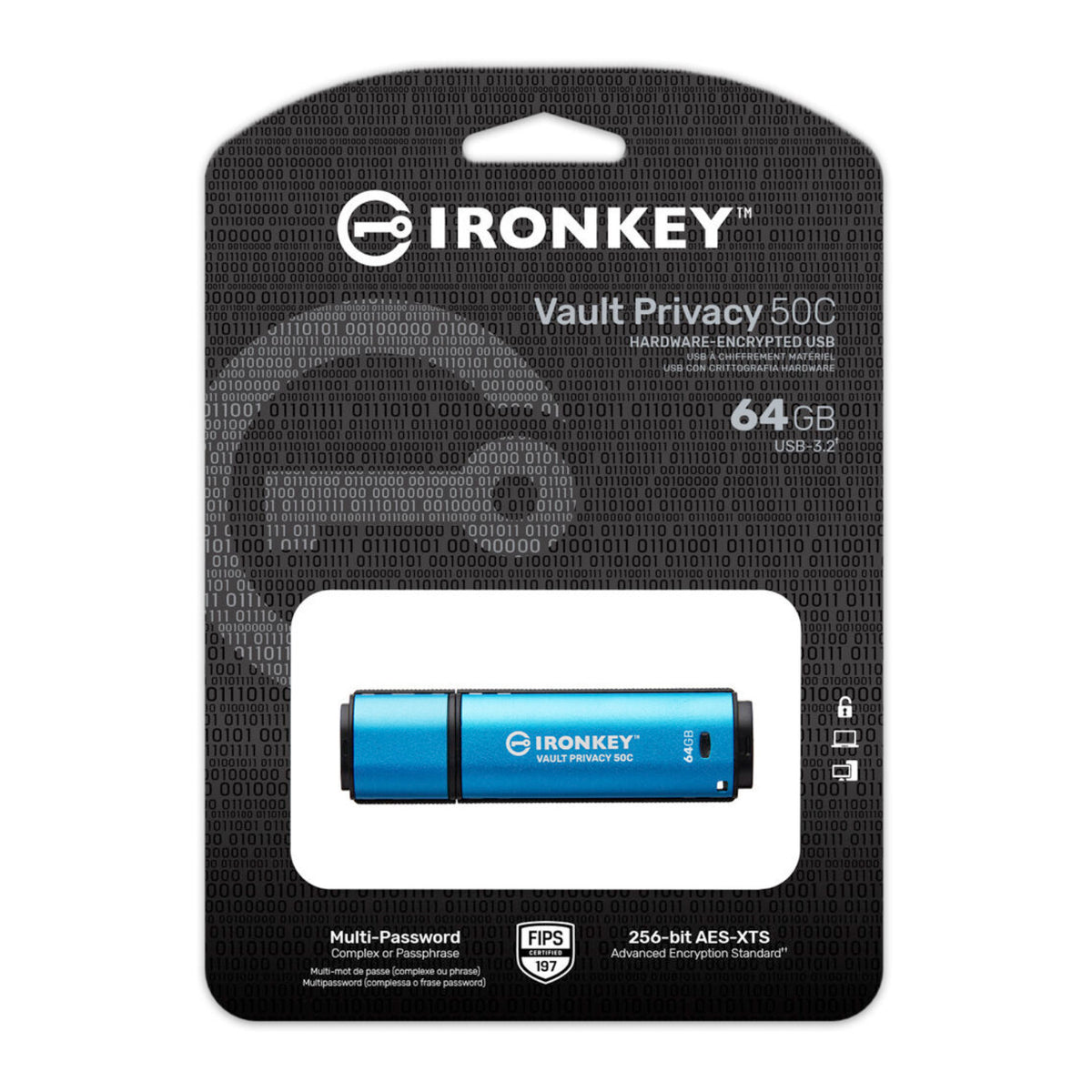 Kingston IronKey Vault Privacy 50 Series 64GB USB-C Flash Drive
