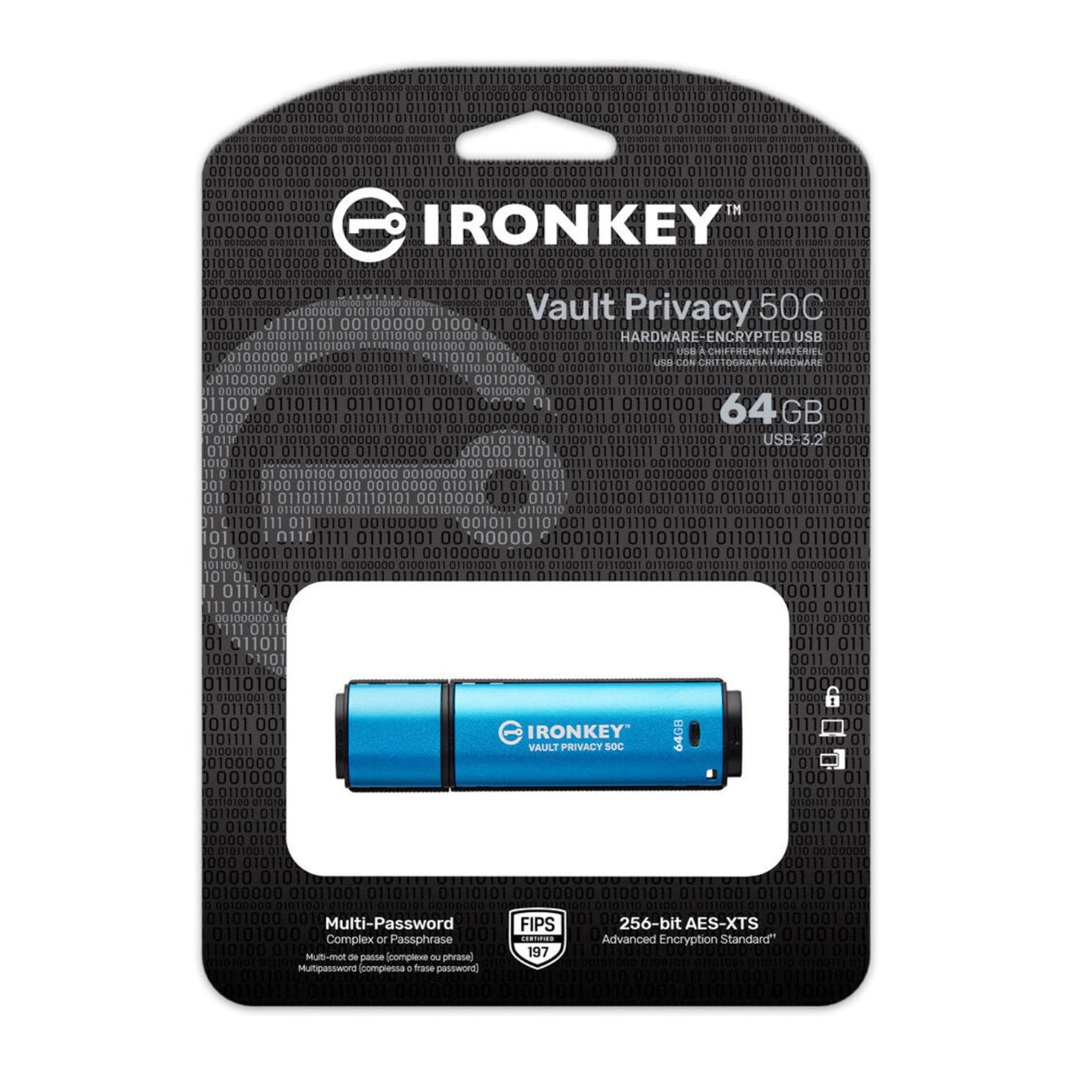 Kingston IronKey Vault Privacy 50 Series 64GB USB-C Flash Drive