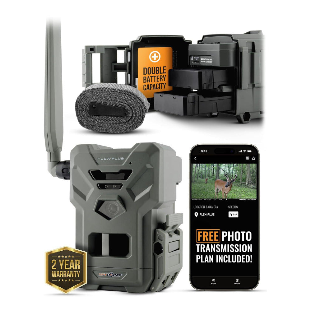 Spypoint Flex-Plus Cellular Trail Camera 36MP Photos 1080p Videos Dual-SIM GPS