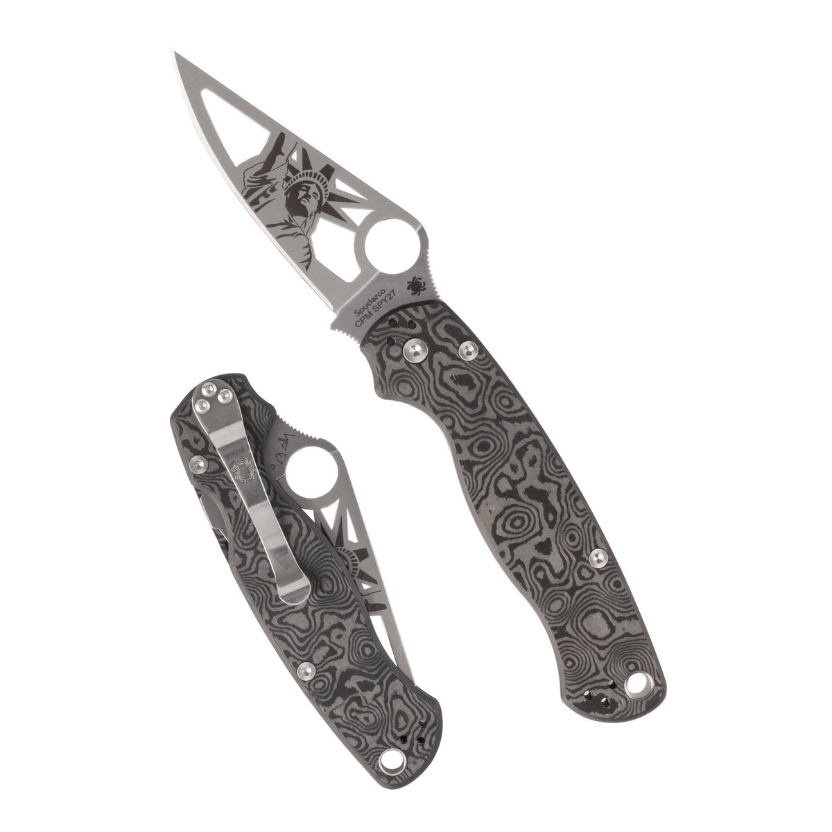 Spyderco Para Military 2 Folding Knife - CPM SPY27 Steel Blade (Statue of Liberty)