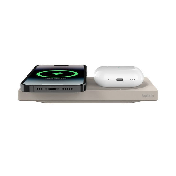 Belkin BoostCharge Pro 2-in-1 Wireless Charging Pad (15W, Sand) (Open Box)