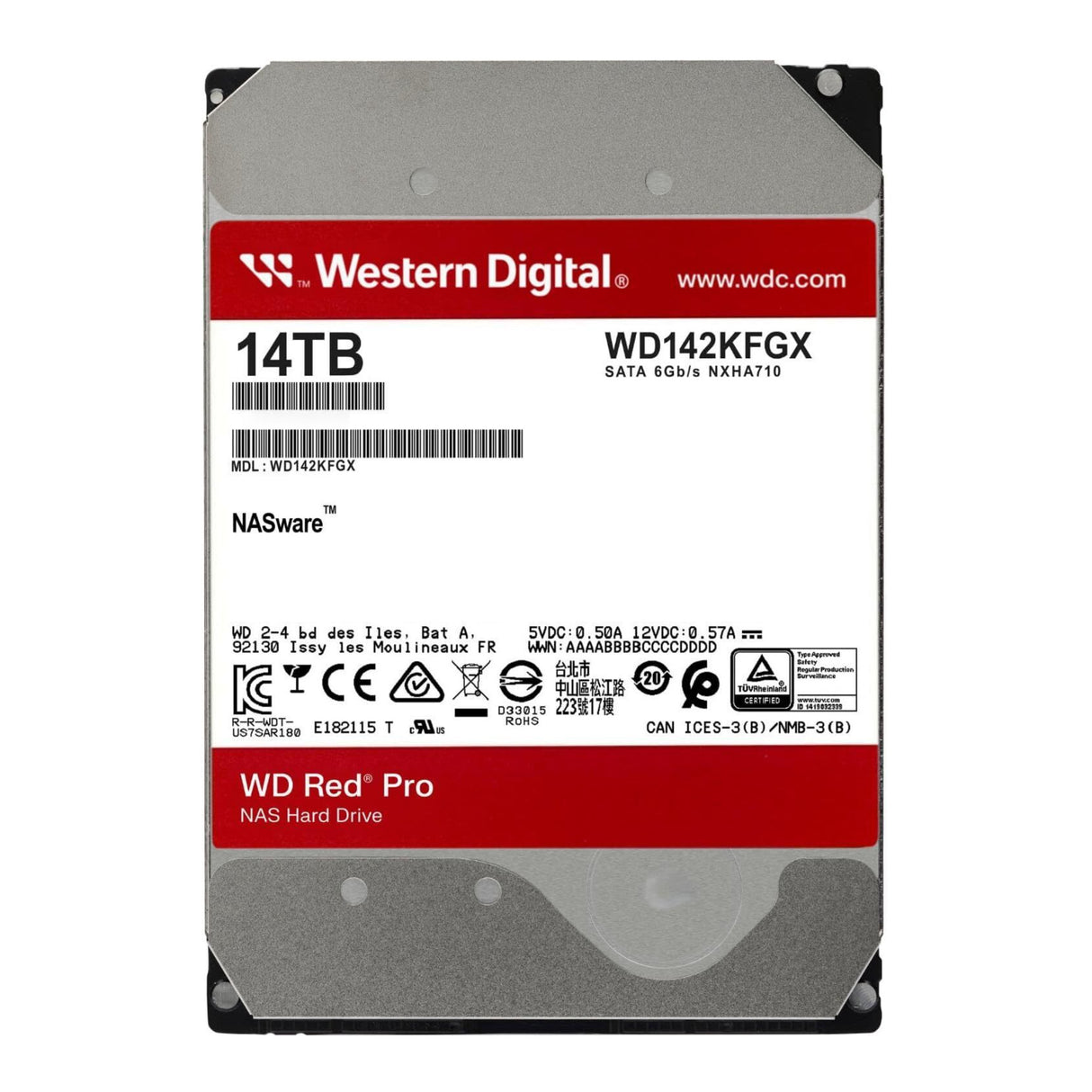 Western Digital 14TB WD Red Pro NAS Internal Hard Drive - 7200 RPM, SATA 6Gb/s