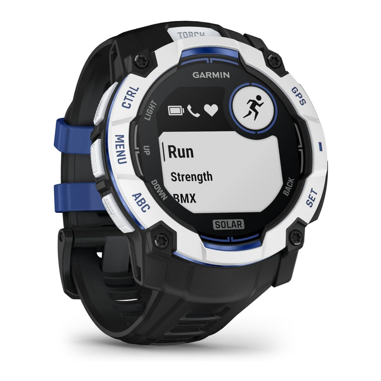 Garmin Instinct 3 50mm GPS Smartwatch (Whitestone/Black with Bolt Blue)