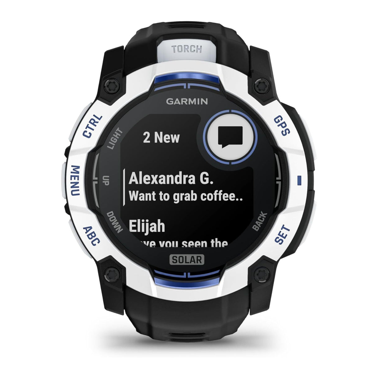 Garmin Instinct 3 50mm GPS Smartwatch (Whitestone/Black with Bolt Blue)