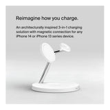 Belkin MagSafe 3-in-1 Wireless Charging Stand for iPhone 16/15/14/13/12 (White)