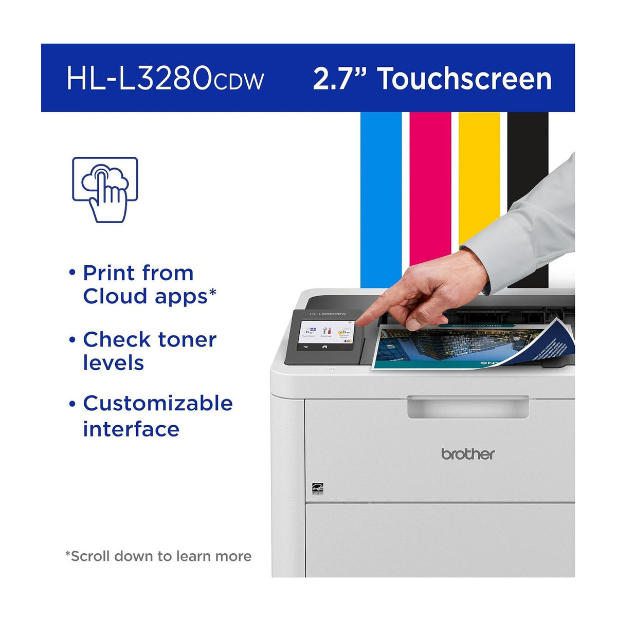 Brother 2.7 Inch Touchscreen Wireless Compact Digital Color LED Laser Printer