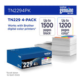 Brother Genuine 4-Pack Printer Toner Cartridges (Black,Cyan,Magenta,Yellow)