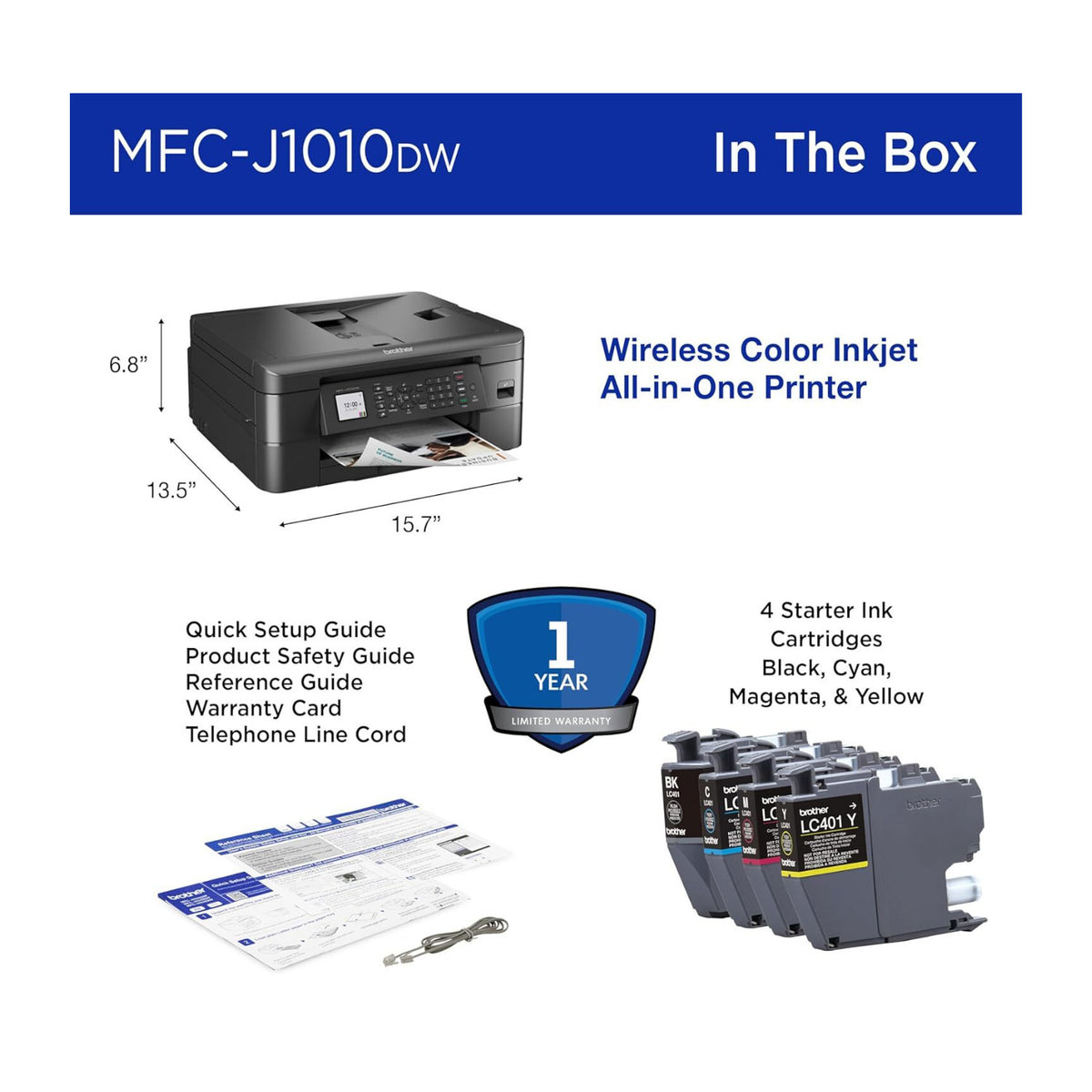 Brother MFC-J1010DW Wireless Color Inkjet All-in-One Printer