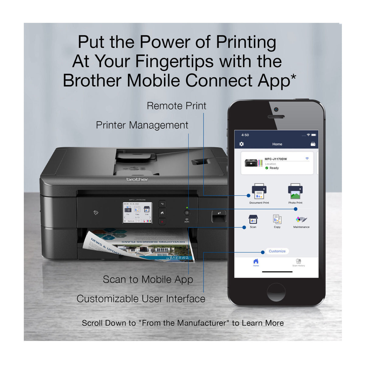 Brother MFC-J1170DW Wireless Color Inkjet All-in-One Printer