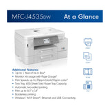 Brother MFC-J4535DW INKvestment All-in-One Color Inkjet Printer (White)