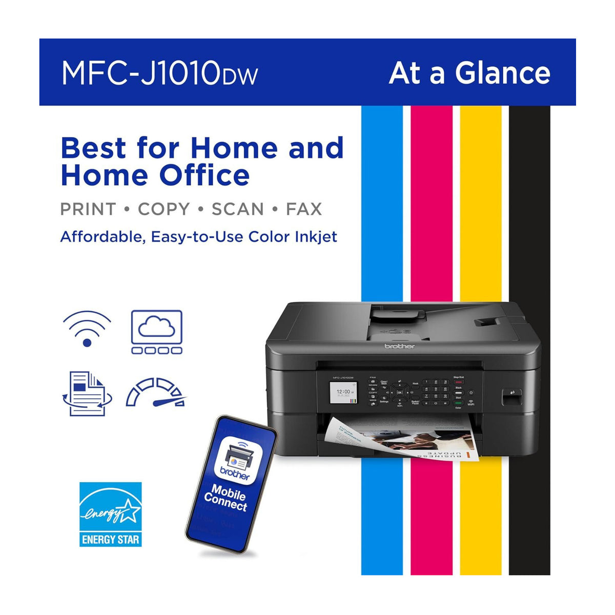 Brother MFC-J1010DW Wireless Color Inkjet All-in-One Printer