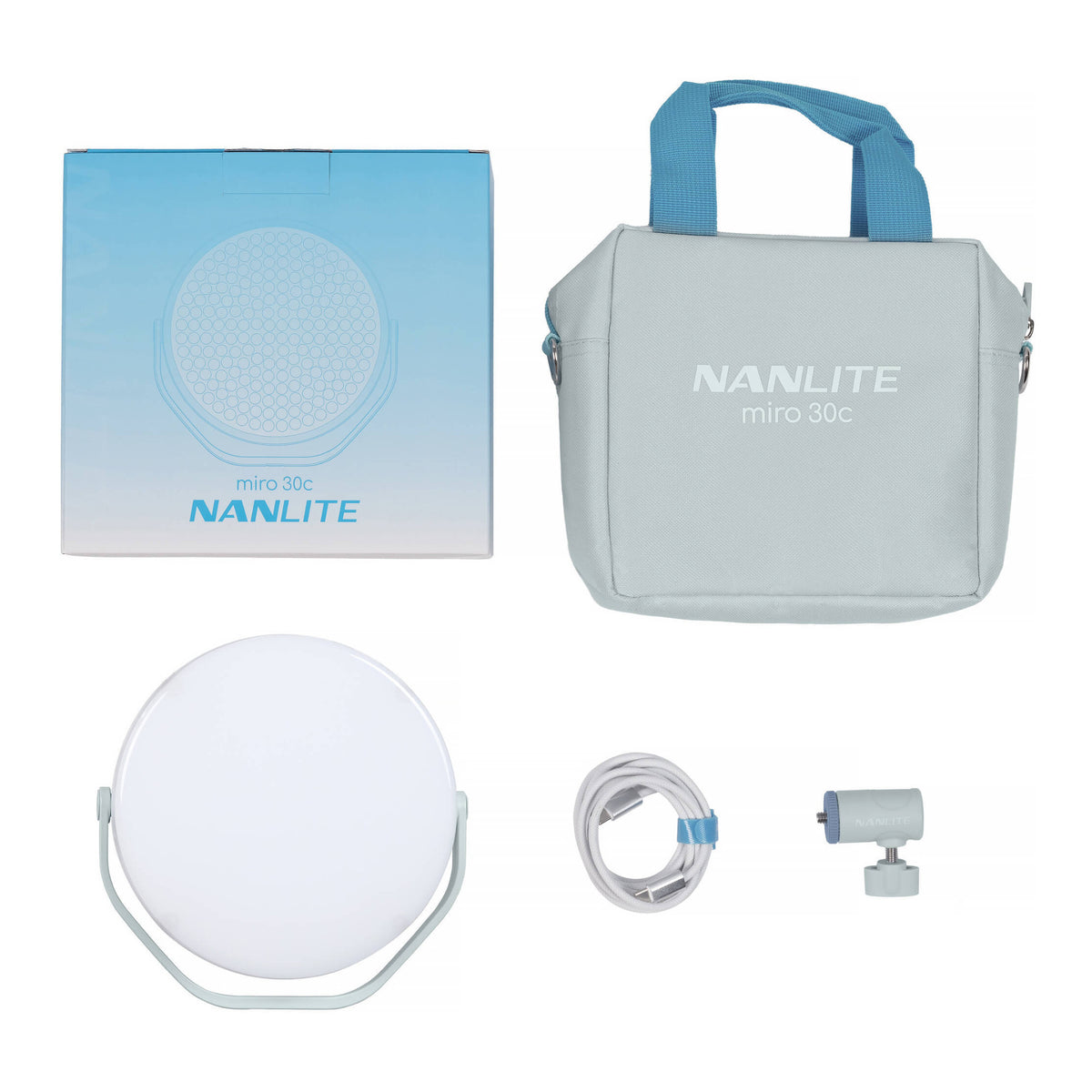 Nanlite miro 30C LED Full-Color Round Panel Light (Mint Blue) (Open Box)