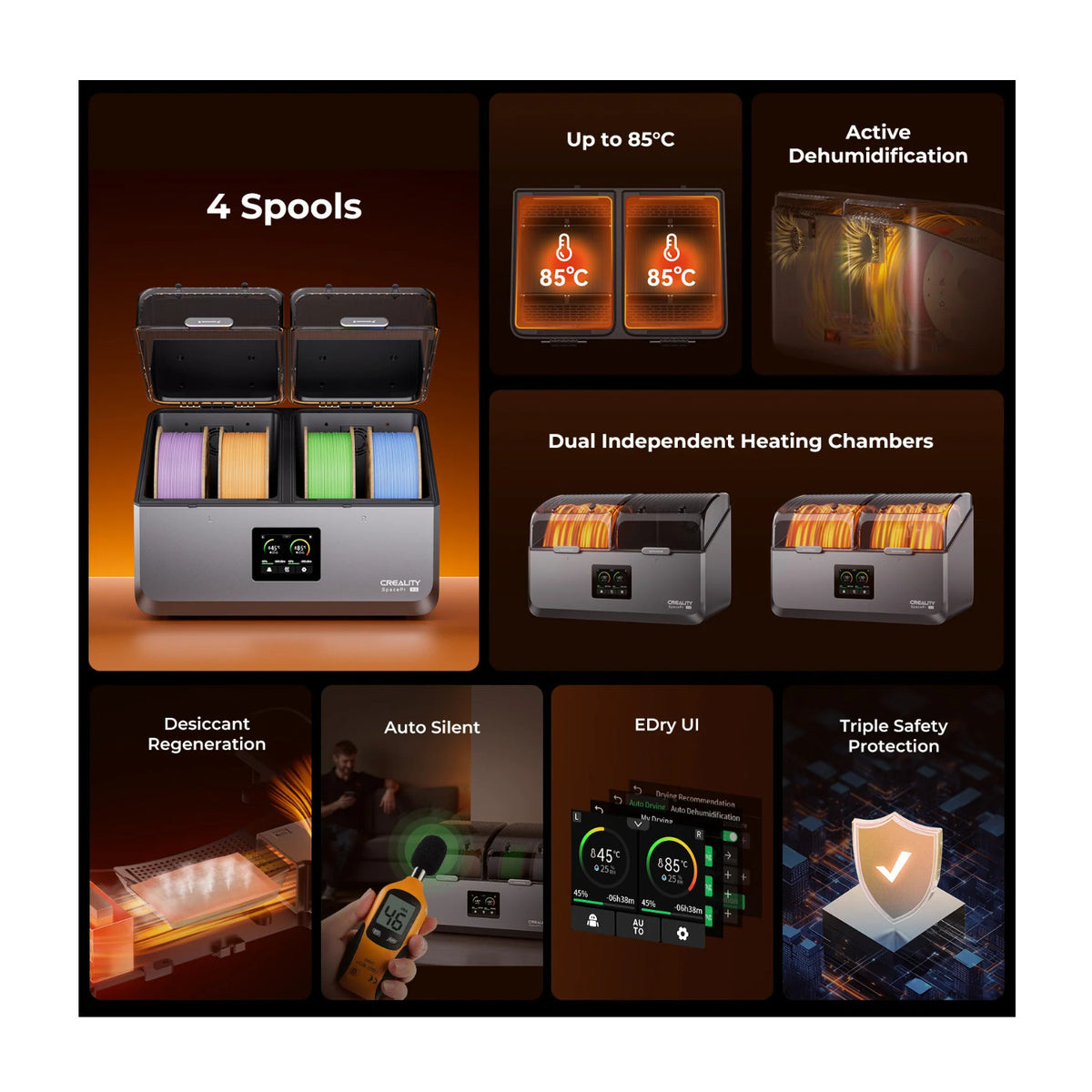 Creality SpacePi X4 Filament Dryer with Dual PTC Heaters
