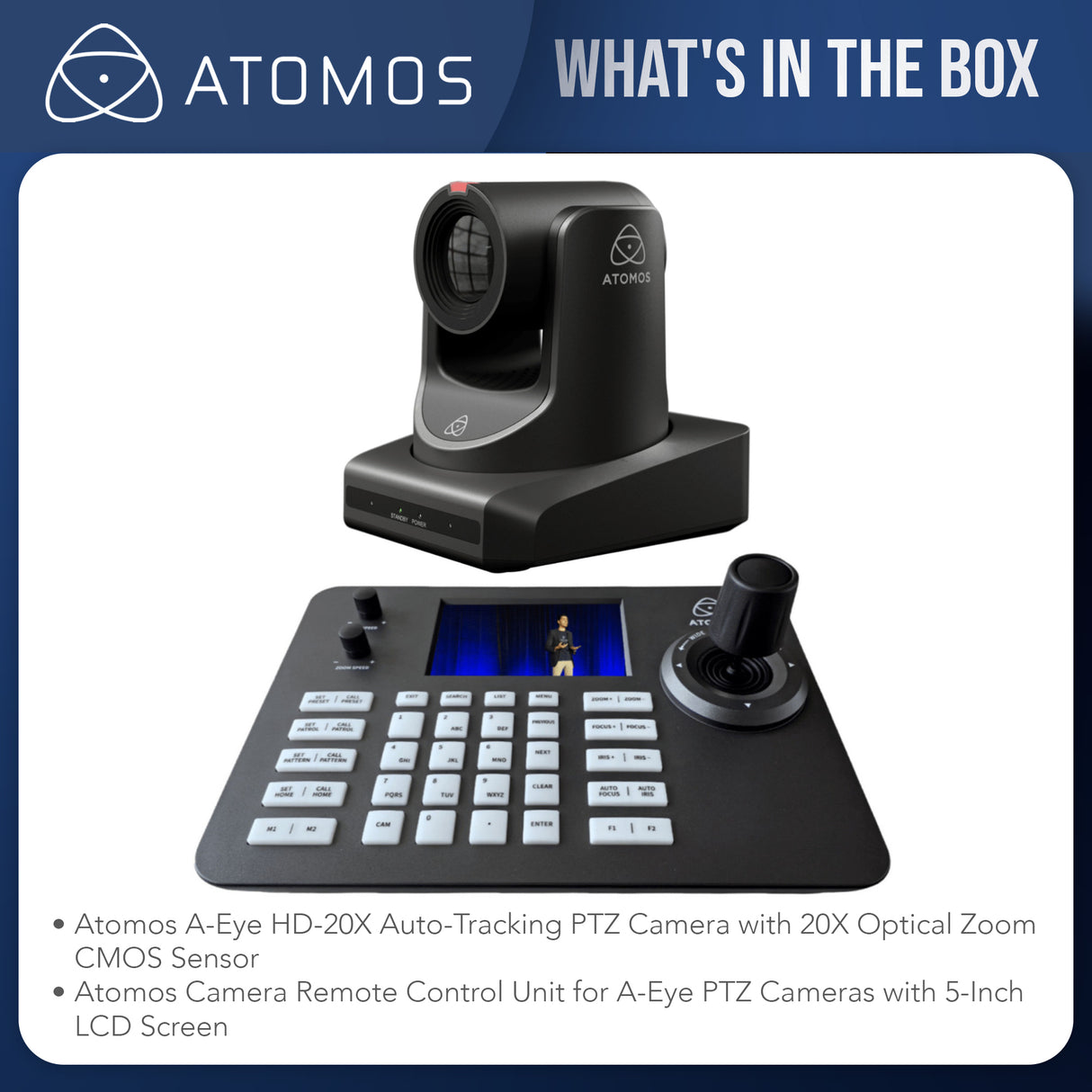 Atomos A-Eye HD-20X Auto-Tracking PTZ Camera 20X Optical Zoom CMOS Sensor Bundle