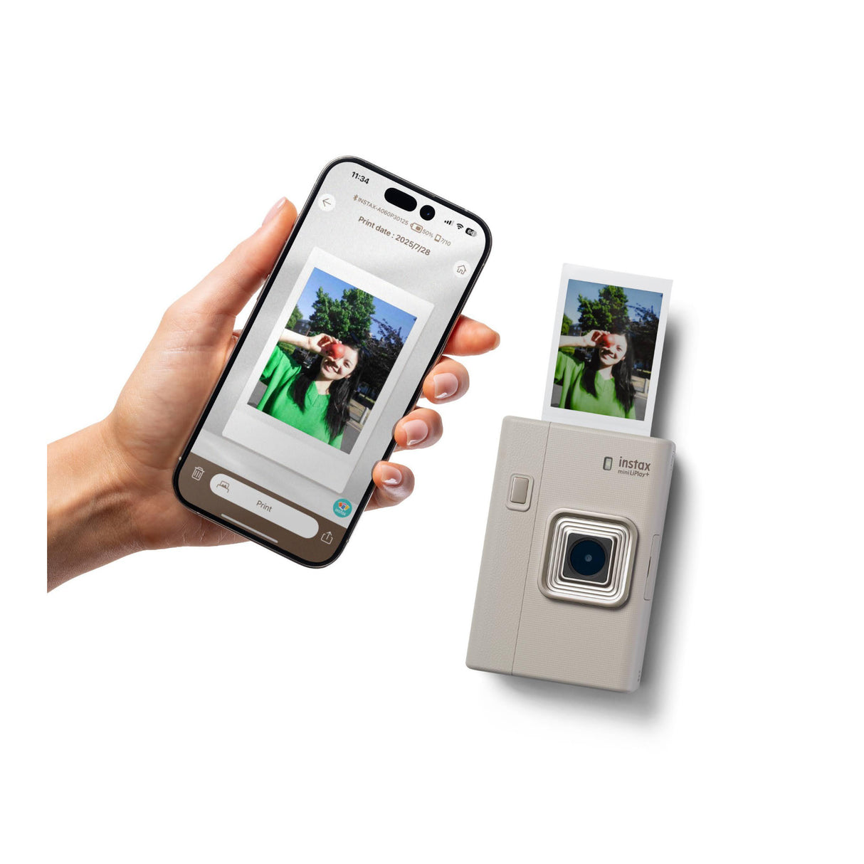 Fujifilm Instax Mini LiPlay+ Hybrid Instant Camera and Smartphone Printer (Sand Beige)