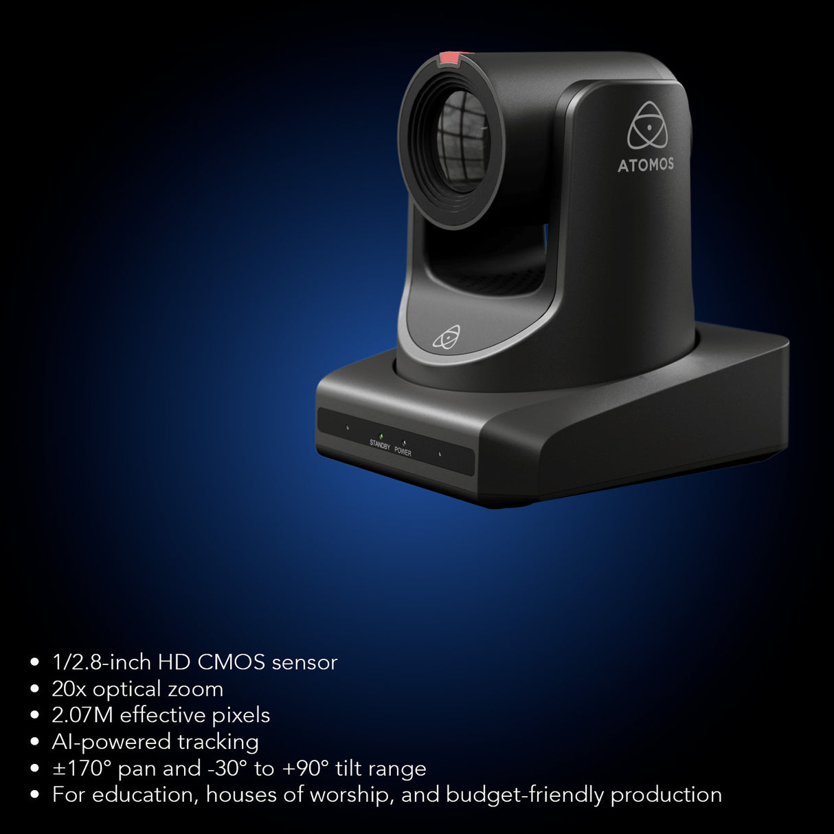 Atomos A-Eye HD-20X Auto-Tracking PTZ Camera 20X Optical Zoom CMOS Sensor Bundle