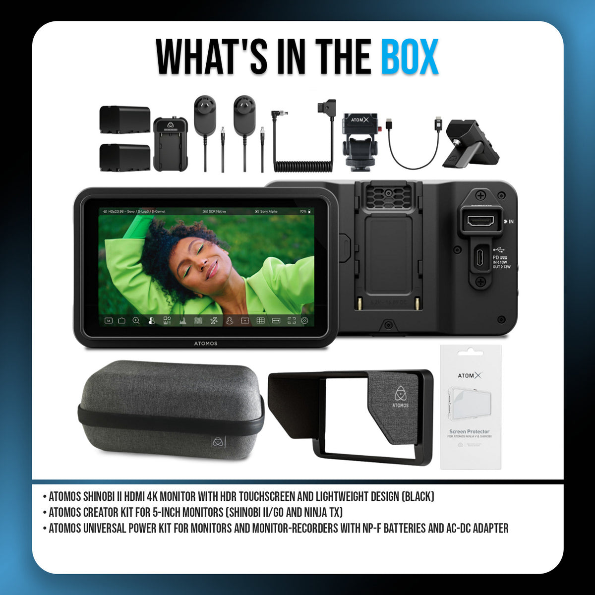 Atomos Shinobi II 5-Inch HDMI 4K Monitor Bundle with Creator and Power Kit