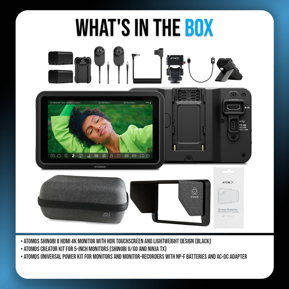 Atomos Shinobi II 5-Inch HDMI 4K Monitor Bundle with Creator and Power Kit