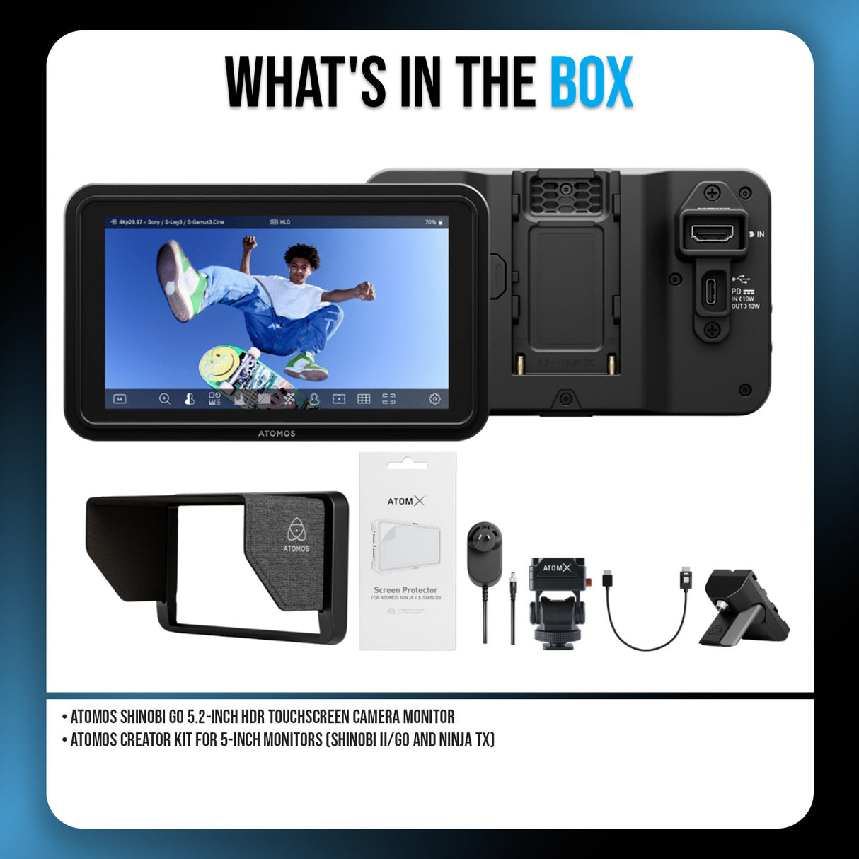 Atomos Shinobi GO 5.2-inch HDR Touchscreen Camera Monitor Bundle