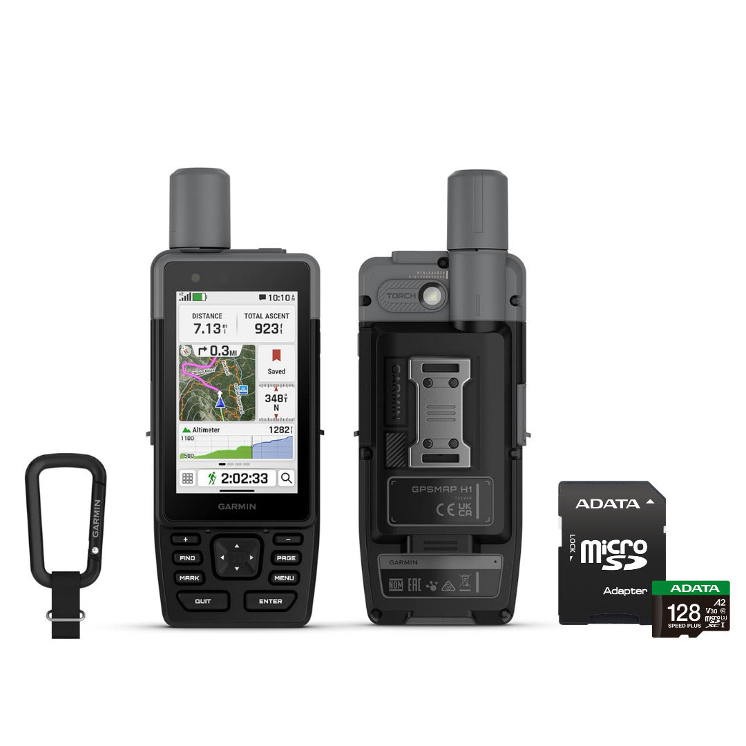 Garmin GPSMAP H1 Premium Handheld GPS Navigator Bundle with 128GB MicroSD Card