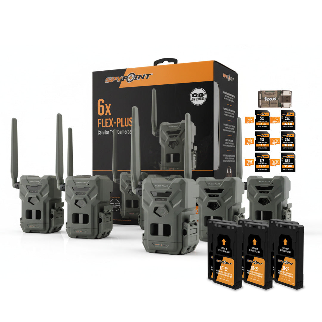 SPYPOINT Flex-Plus 1080p Cellular Trail Camera Bundle with Accessories (13 items)