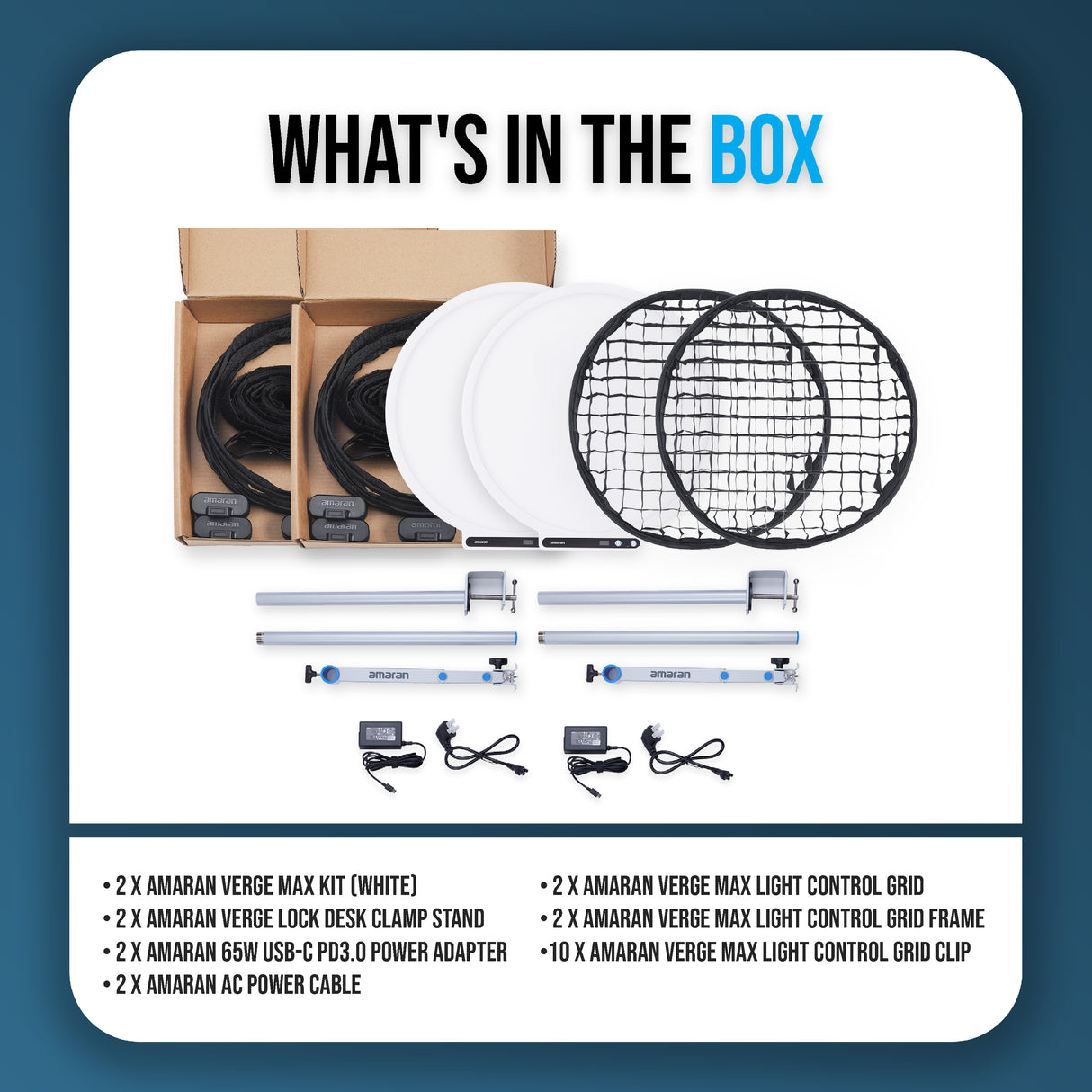 Amaran Verge Max Kit-White and Amaran Verge Max Light Control Grid Bundle