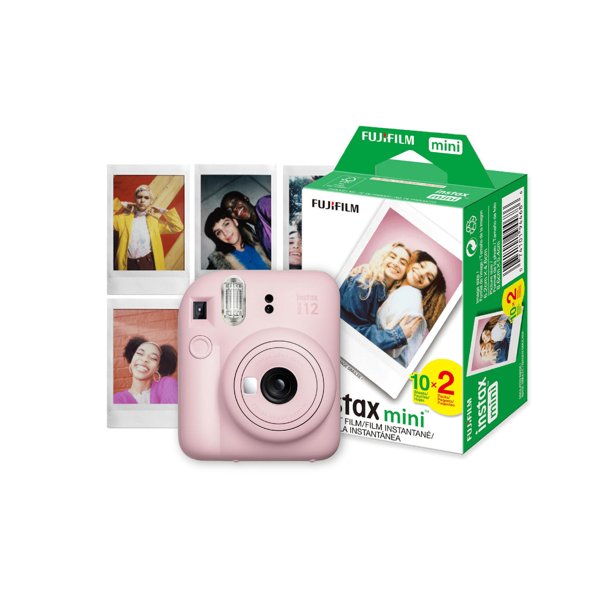 Fujifilm Instax Mini 12 Blossom Pink with 60mm Lens Bundle with 20 Exposures