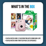 Fujifilm Instax Mini 12 Blossom Pink with 60mm Lens Bundle with 20 Exposures