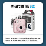 Fujifilm Instax Mini 12 Blossom Pink Bundle with 10 Monochrome Film Exposures