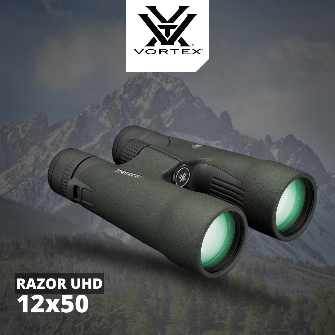 Vortex 12x50 Razor UHD Binoculars with GlassPak Pro Harness (Open Box)