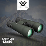 Vortex 12x50 Razor UHD Binoculars with GlassPak Pro Harness (Open Box)