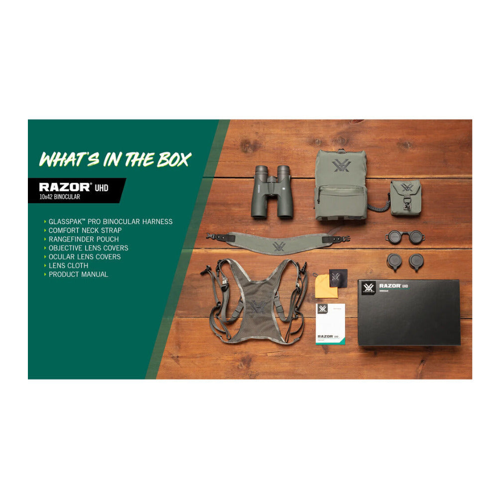 Vortex 10x42 Razor UHD Binoculars with GlassPak Pro Harness