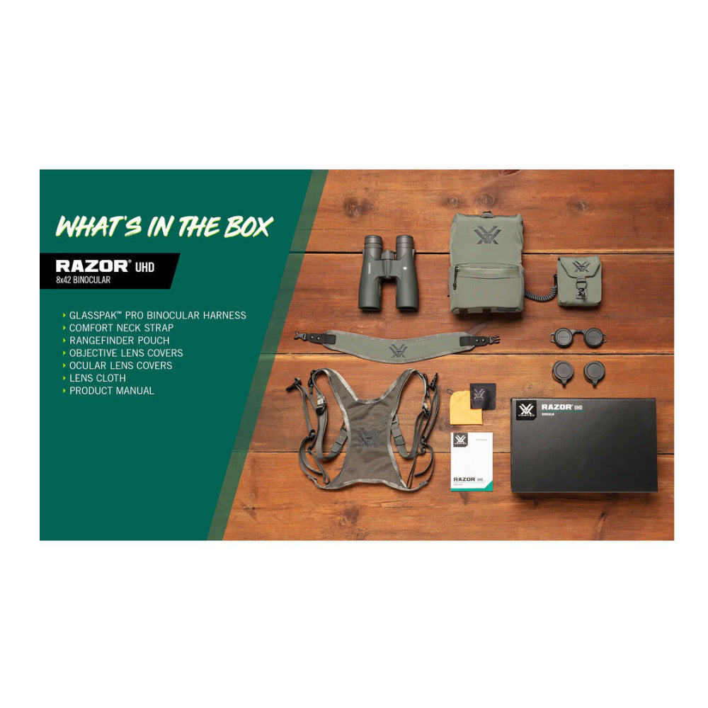 Vortex 8x42 Razor UHD Binoculars with GlassPak Pro Harness