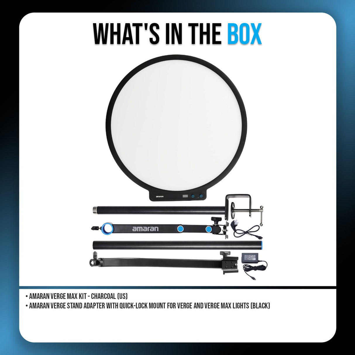 Amaran Verge Max Kit-Charcoal (US) and Amaran Verge Stand Adapter-Black Bundle