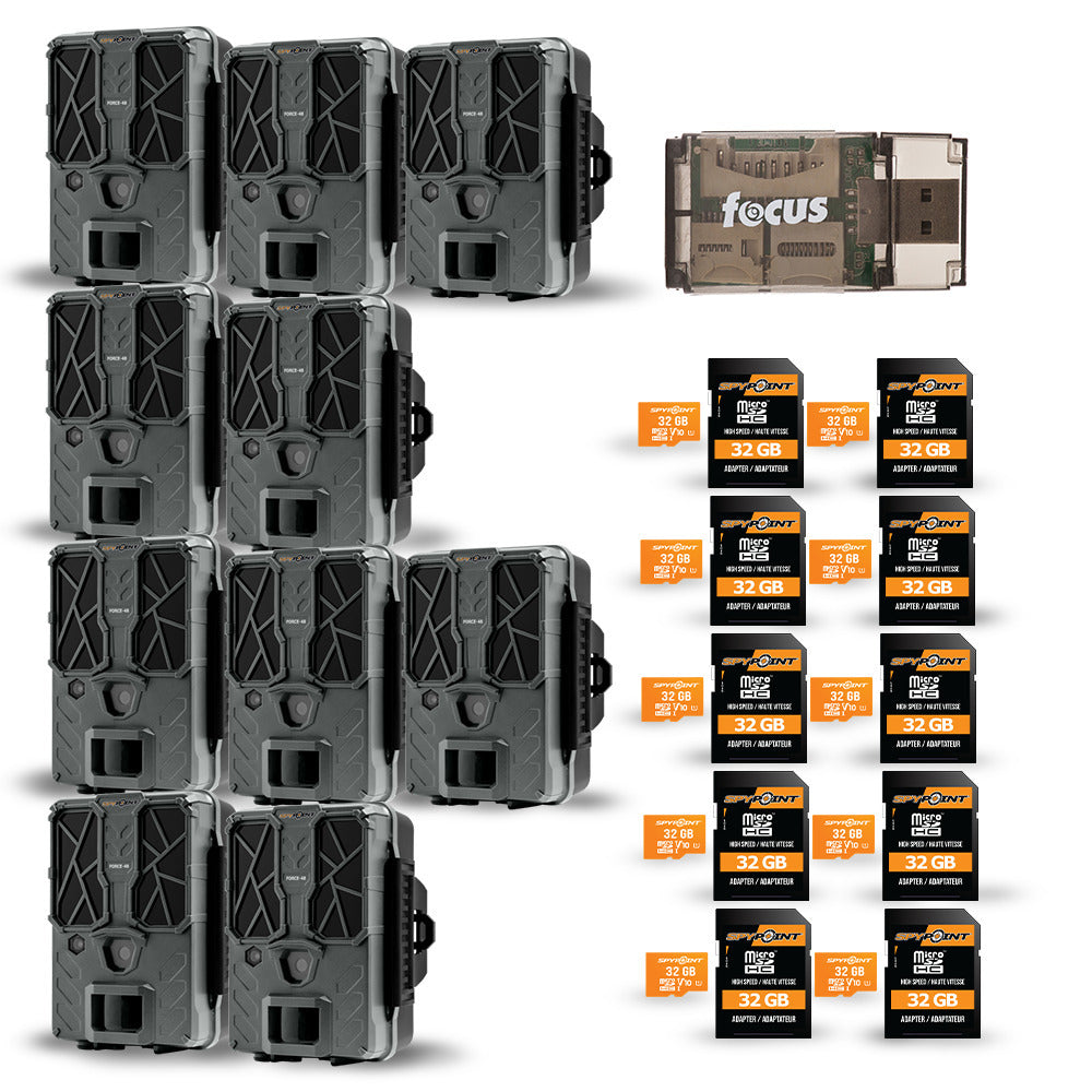 SPYPOINT Force 48 Trail Camera - 48MP Photo, 720p Video (Pack of 10) Bundle