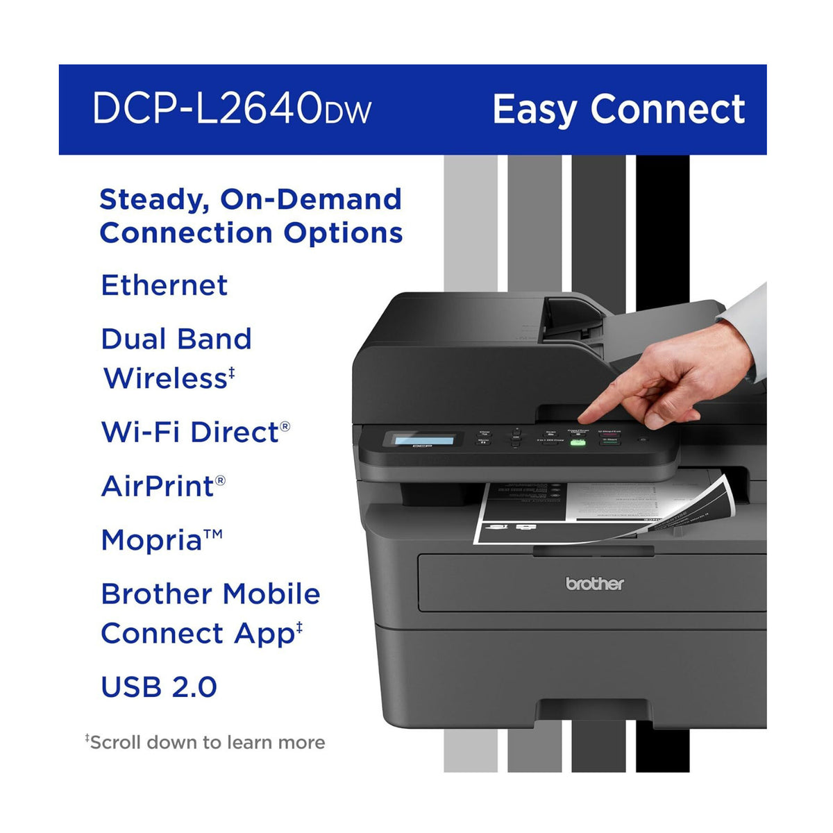 Brother DCP-L2640DW Wireless Monochrome Multi-Function Laser Printer Bundle