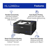 Brother HL-L2460DW Wireless Laser Printer and 2PK Black Toner Cartridge Bundle
