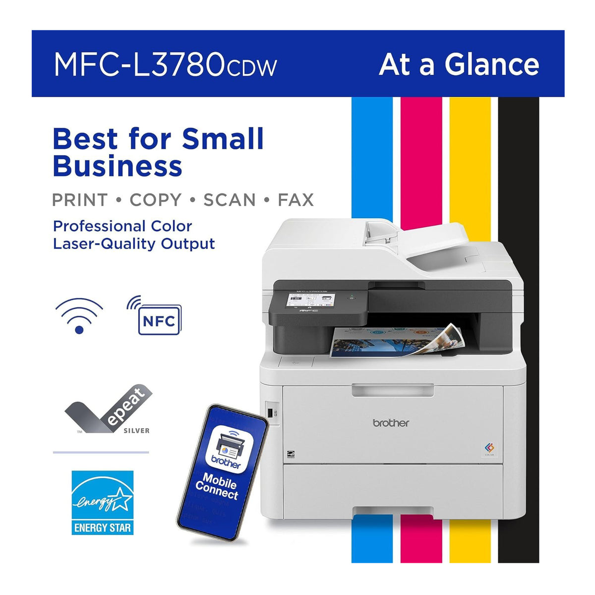 Brother MFC-L3780CDW Wireless Digital Color All-in-One Printer with Accessories