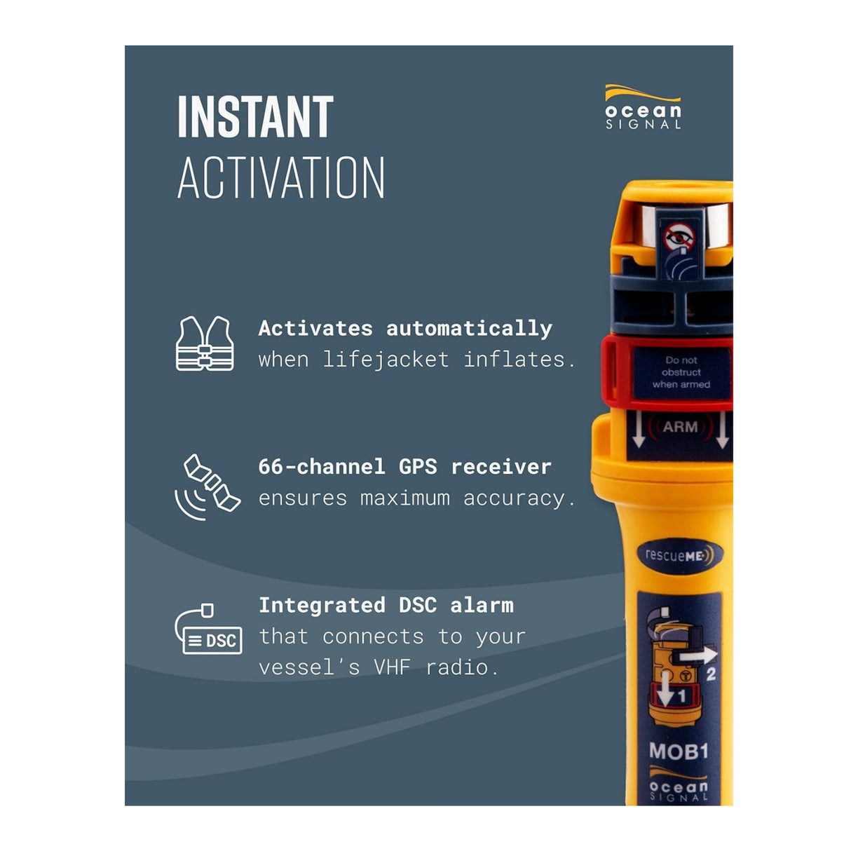 Ocean Signal rescueME MOB1 - AIS Man Overboard Device with Automatic Activation